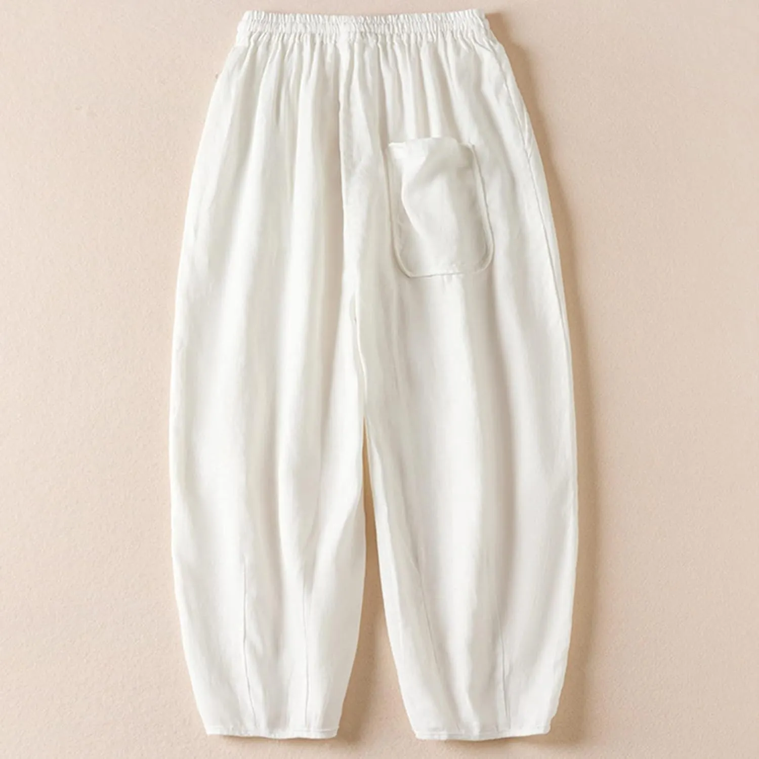 NATHGAM Womens Linen Pants Flowy Summer High Waisted Wide Leg Pant with Pockets Lounge Trousers Casual Palazzo Harem Pants