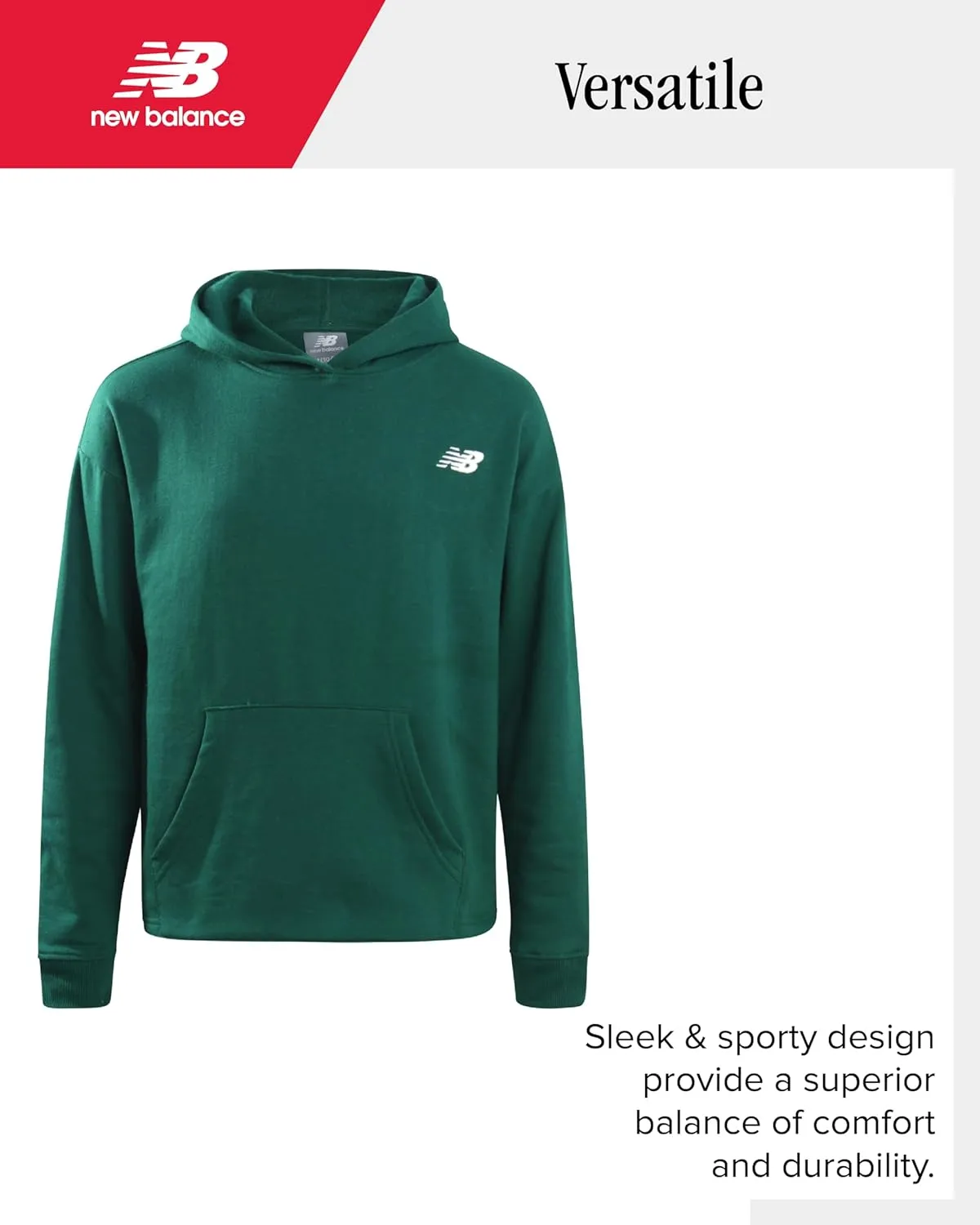 New Balance Girls' Active Hoodie - Casual Basic Fleece Pullover Hoodie Sweatshirt for Girls (7-16)