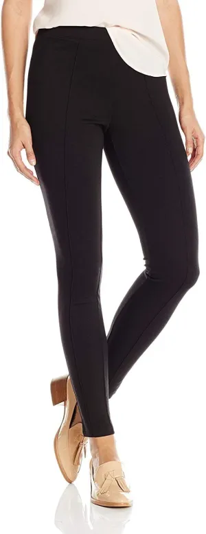 No nonsense womens Ponte Knit Pintuck Leggings, Black, Large US