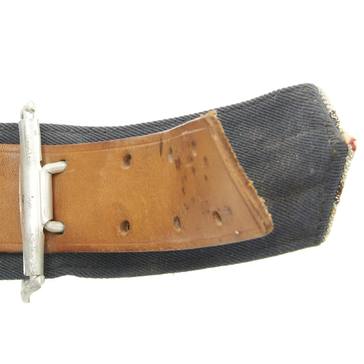 Original German WWII Luftwaffe Officer's Dress Brocade Belt with Aluminum Buckle