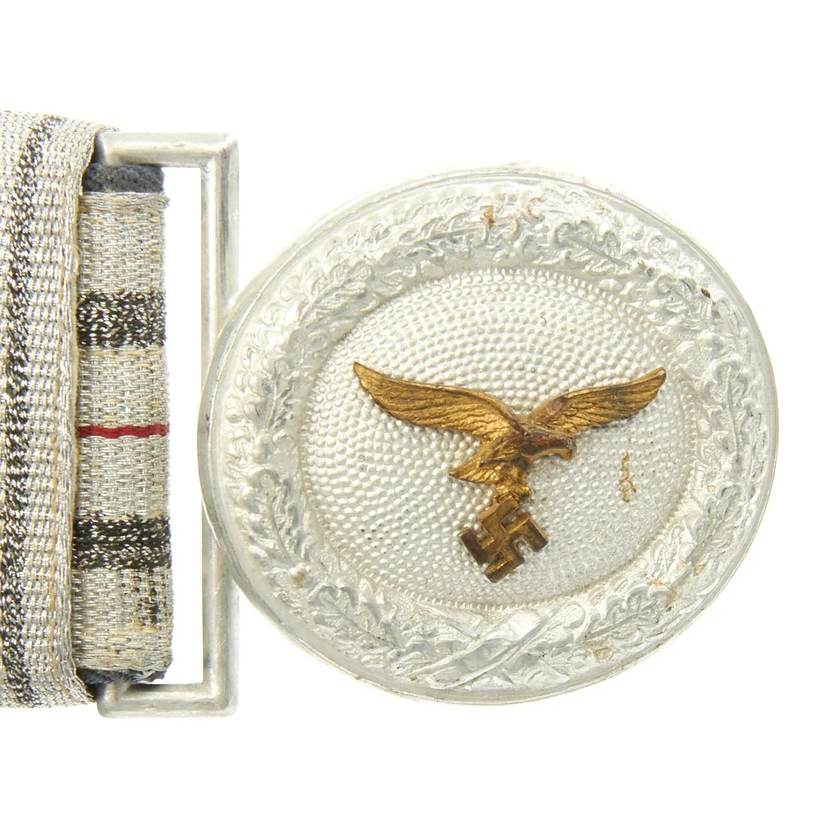 Original German WWII Luftwaffe Officer's Dress Brocade Belt with Aluminum Buckle