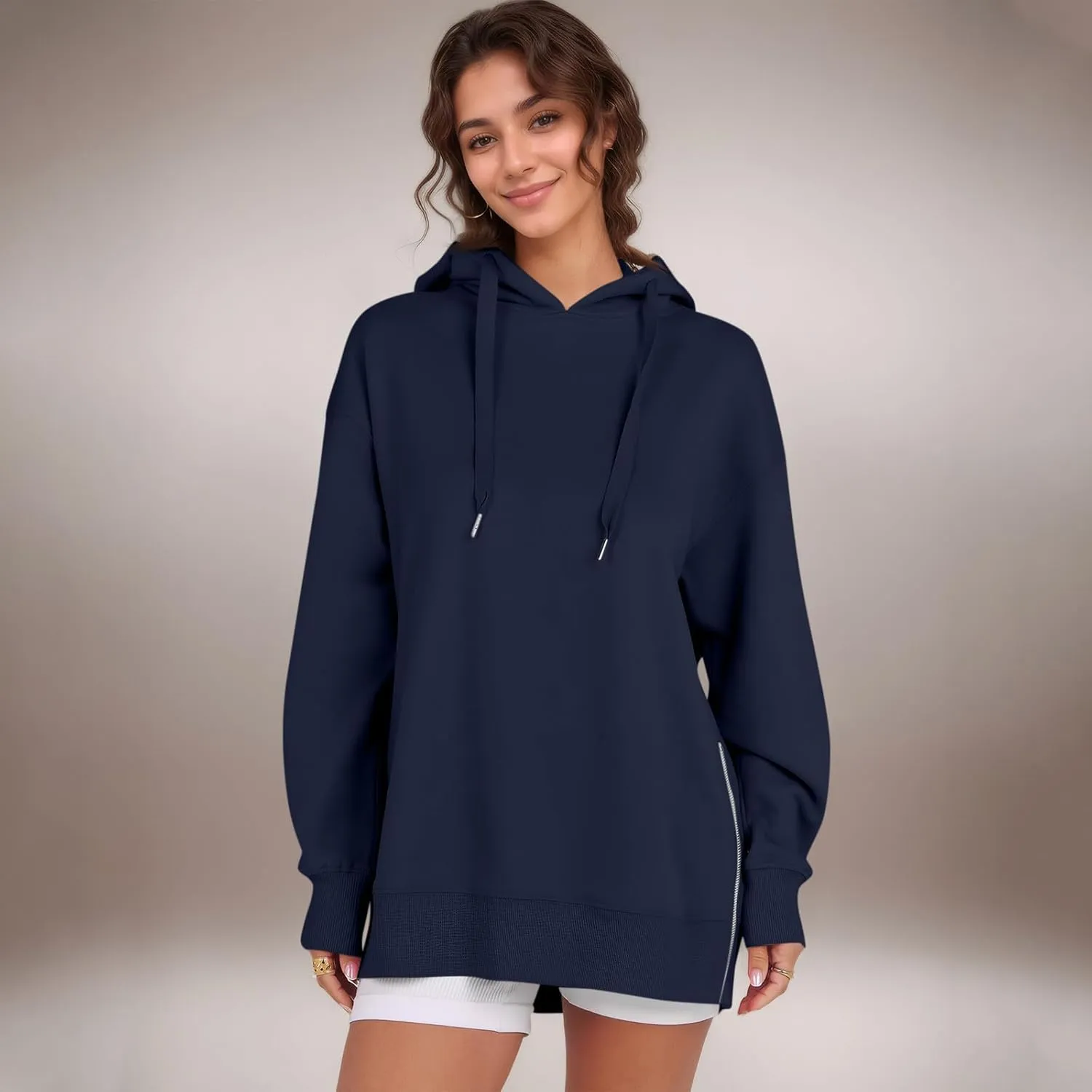 Oversized Hoodies for Women Winter Trendy Preppy Sweatshirts Soft Comfy Hoodie Athletic Side Slit Hooded Sweatshirt