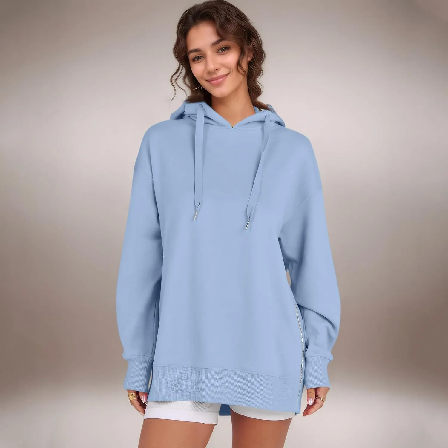 Oversized Hoodies for Women Winter Trendy Preppy Sweatshirts Soft Comfy Hoodie Athletic Side Slit Hooded Sweatshirt