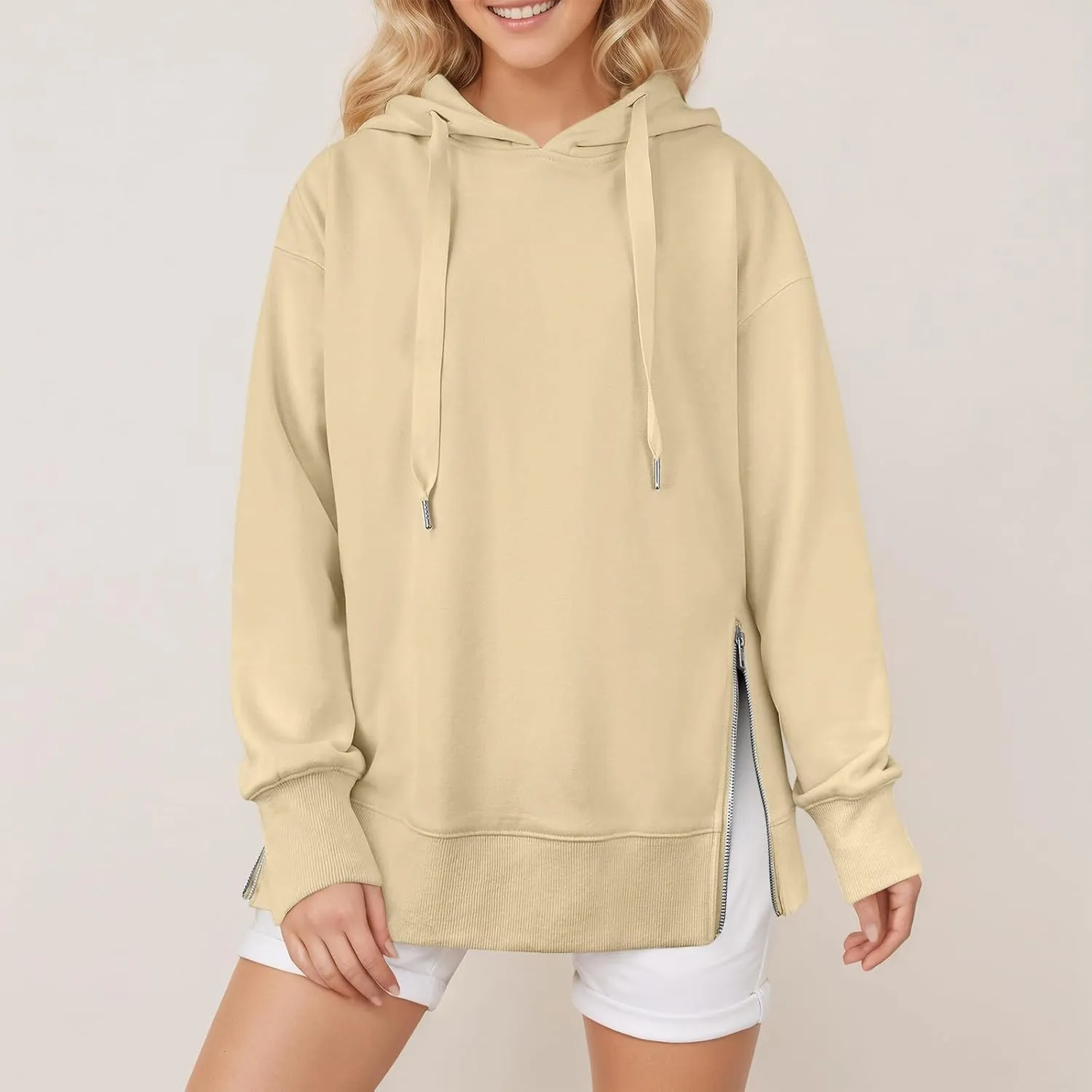 Oversized Hoodies for Women Winter Trendy Preppy Sweatshirts Soft Comfy Hoodie Athletic Side Slit Hooded Sweatshirt
