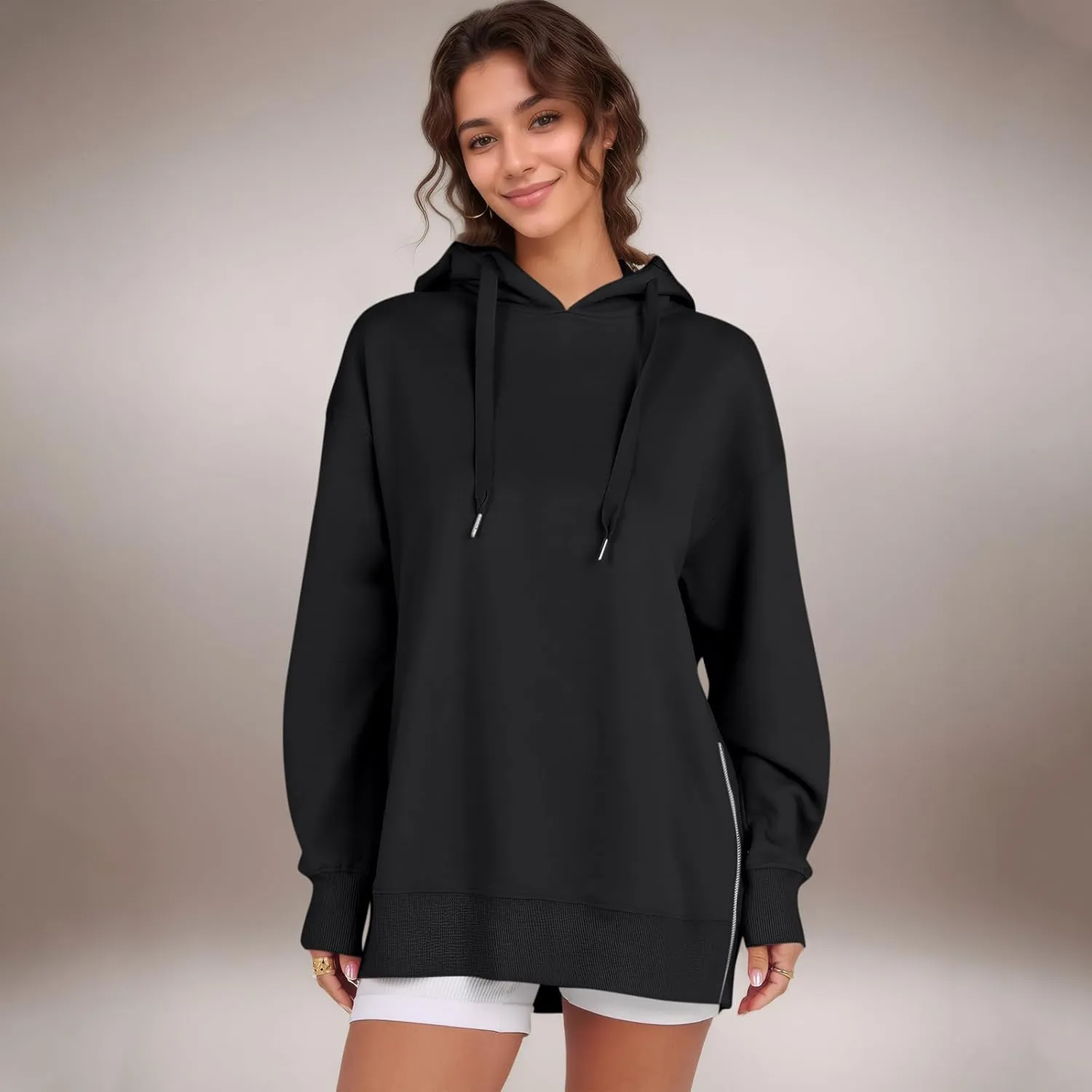 Oversized Hoodies for Women Winter Trendy Preppy Sweatshirts Soft Comfy Hoodie Athletic Side Slit Hooded Sweatshirt