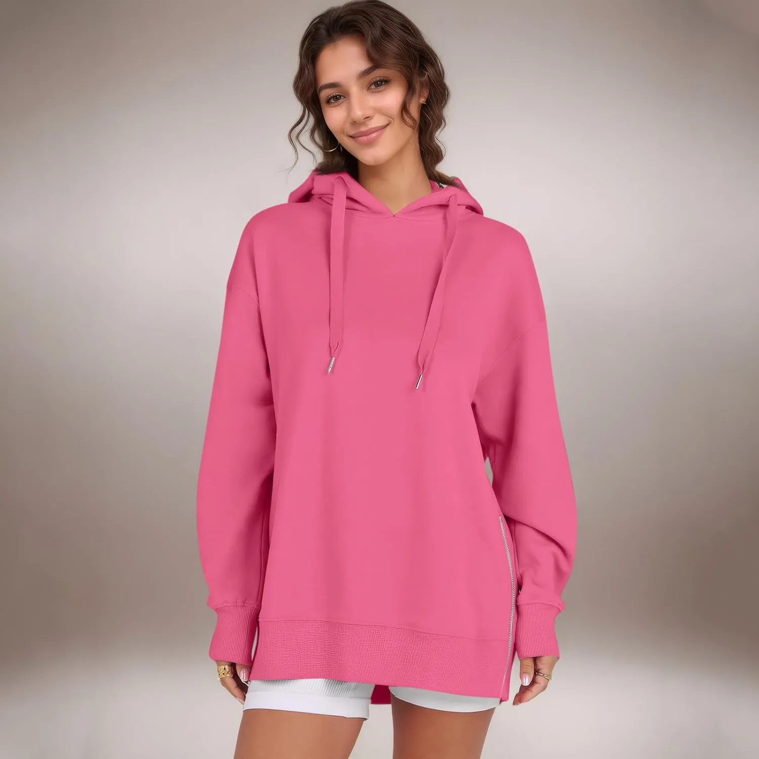 Oversized Hoodies for Women Winter Trendy Preppy Sweatshirts Soft Comfy Hoodie Athletic Side Slit Hooded Sweatshirt