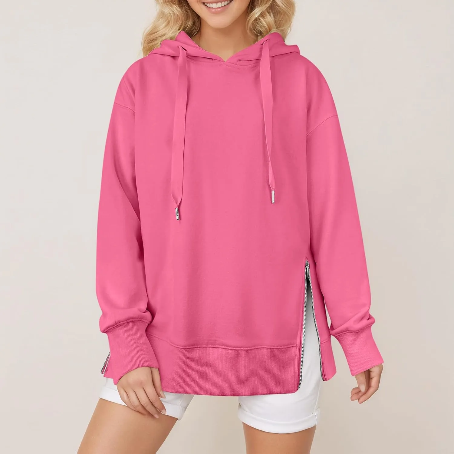 Oversized Hoodies for Women Winter Trendy Preppy Sweatshirts Soft Comfy Hoodie Athletic Side Slit Hooded Sweatshirt