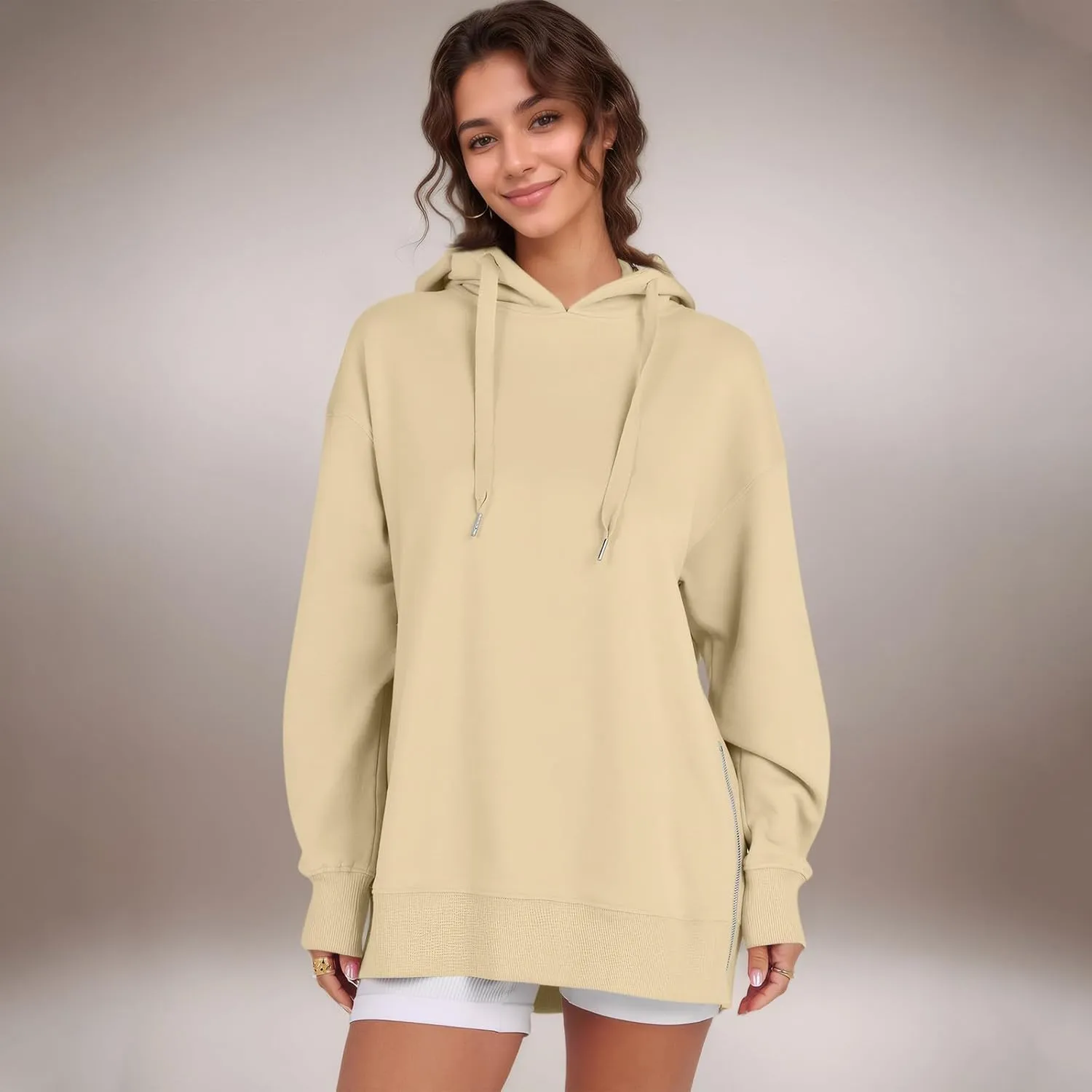 Oversized Hoodies for Women Winter Trendy Preppy Sweatshirts Soft Comfy Hoodie Athletic Side Slit Hooded Sweatshirt