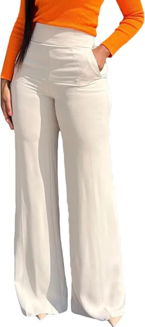 Palazzo Pants for Women Petite High Waisted Work Dress Pants Wide Leg Flowy Boho Wedding Business Casual Clothes