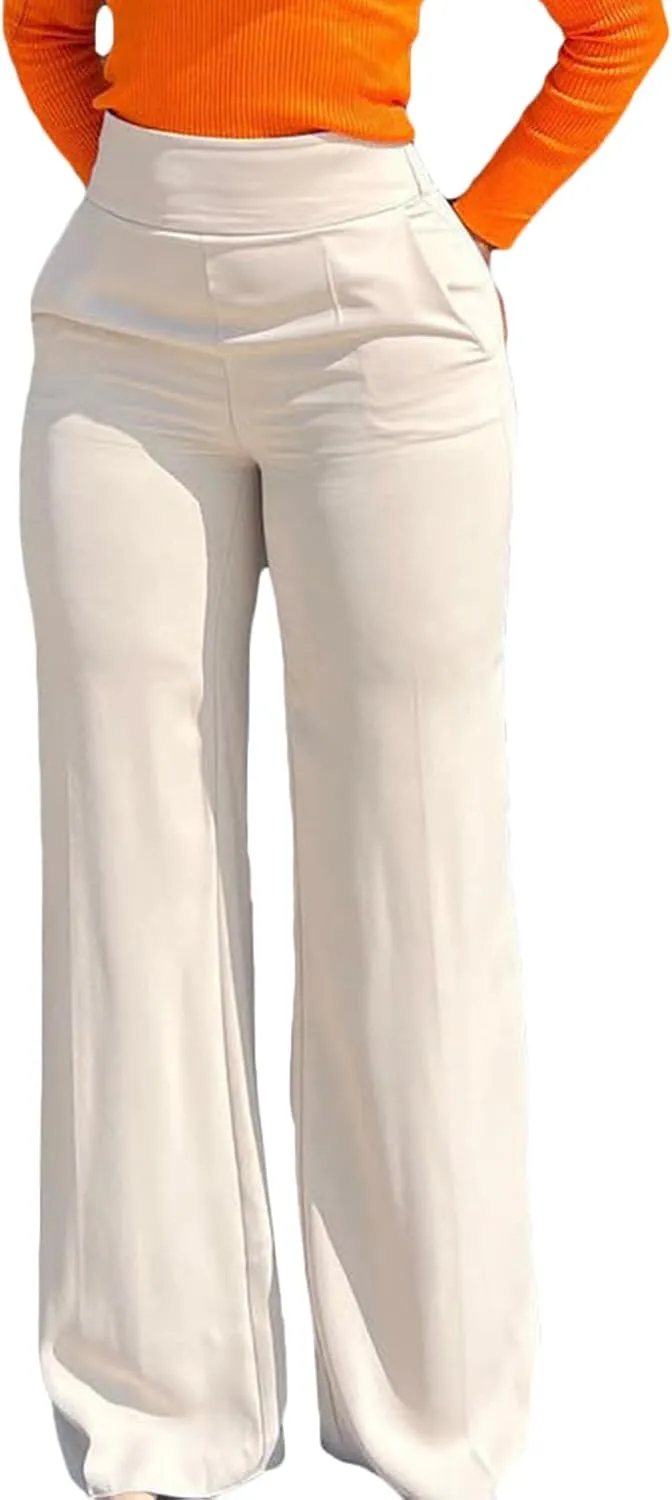 Palazzo Pants for Women Petite High Waisted Work Dress Pants Wide Leg Flowy Boho Wedding Business Casual Clothes