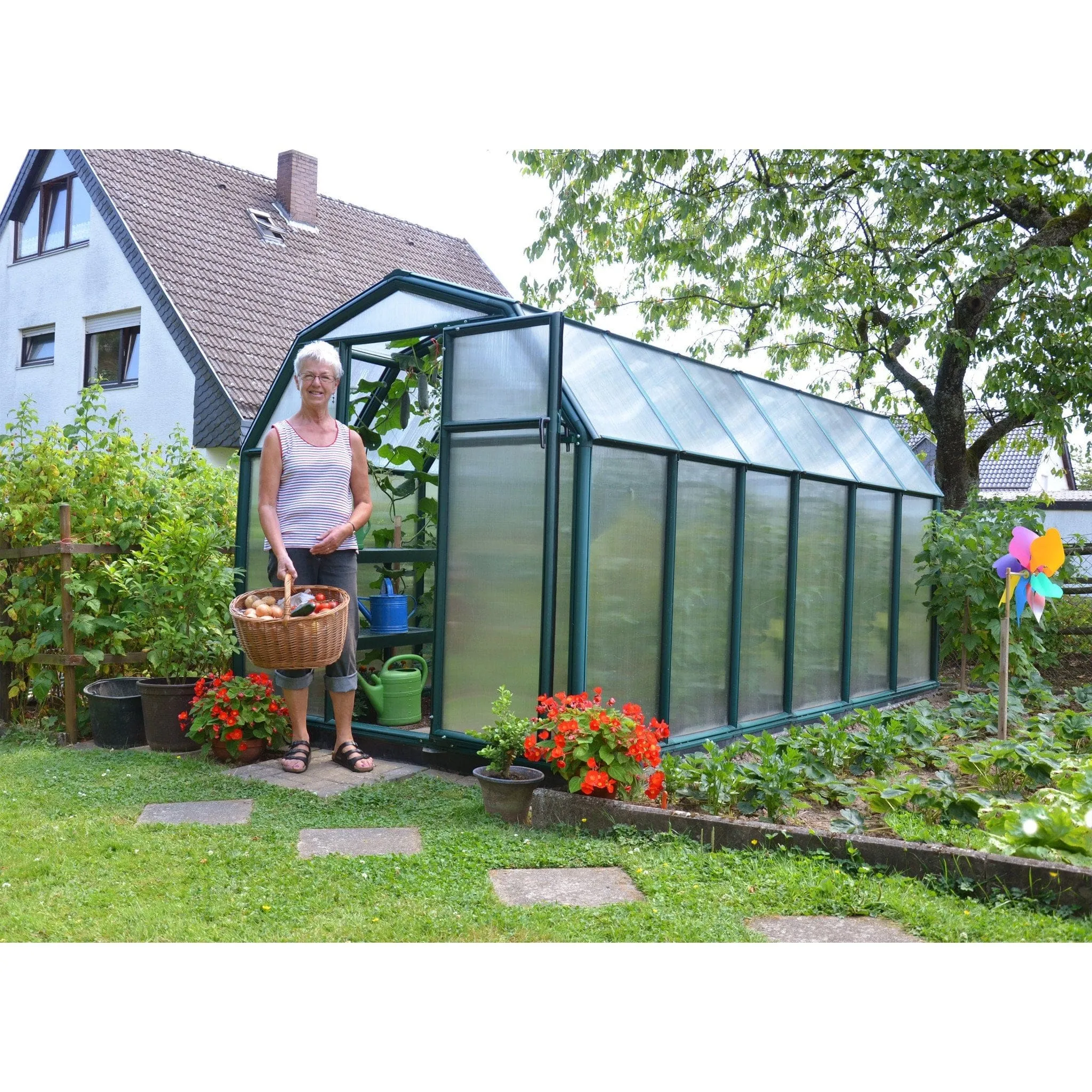 Palram - Canopia | EcoGrow Greenhouse Kit - 6 Ft Wide - Green With 6mm Twin-wall Polycarbonate Glazing