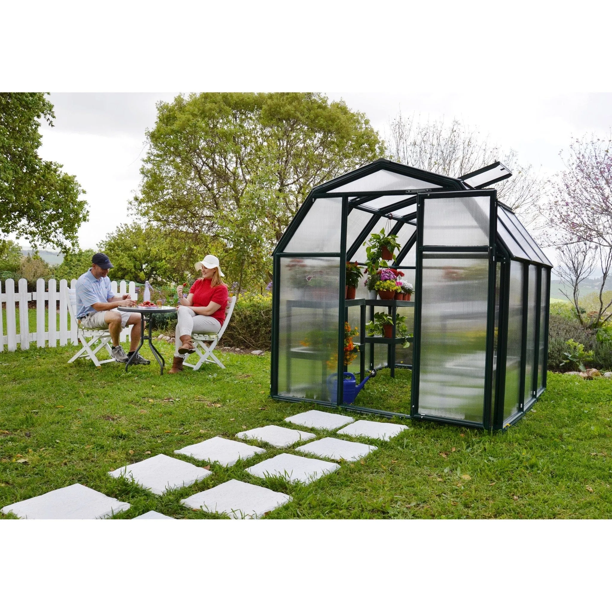 Palram - Canopia | EcoGrow Greenhouse Kit - 6 Ft Wide - Green With 6mm Twin-wall Polycarbonate Glazing