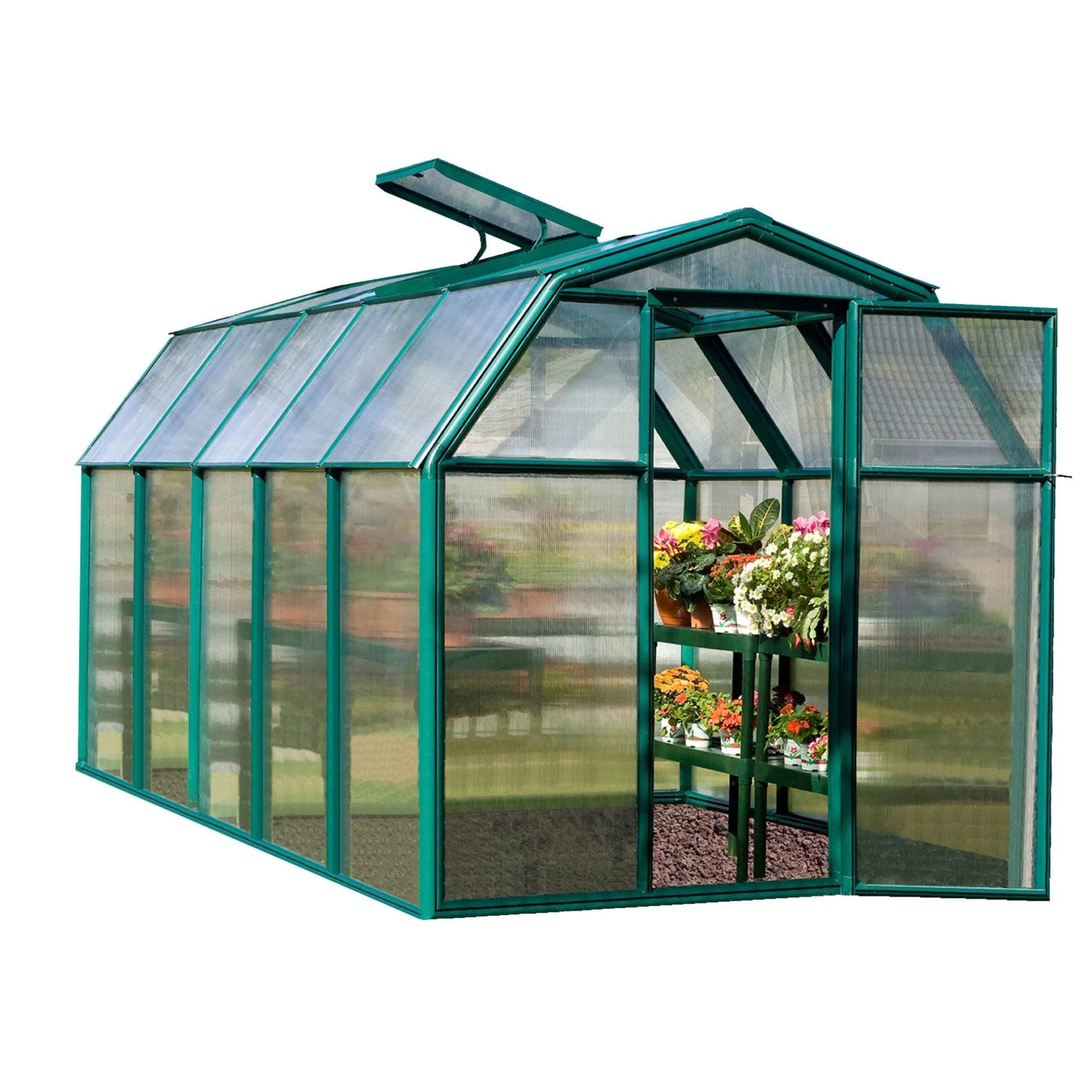 Palram - Canopia | EcoGrow Greenhouse Kit - 6 Ft Wide - Green With 6mm Twin-wall Polycarbonate Glazing