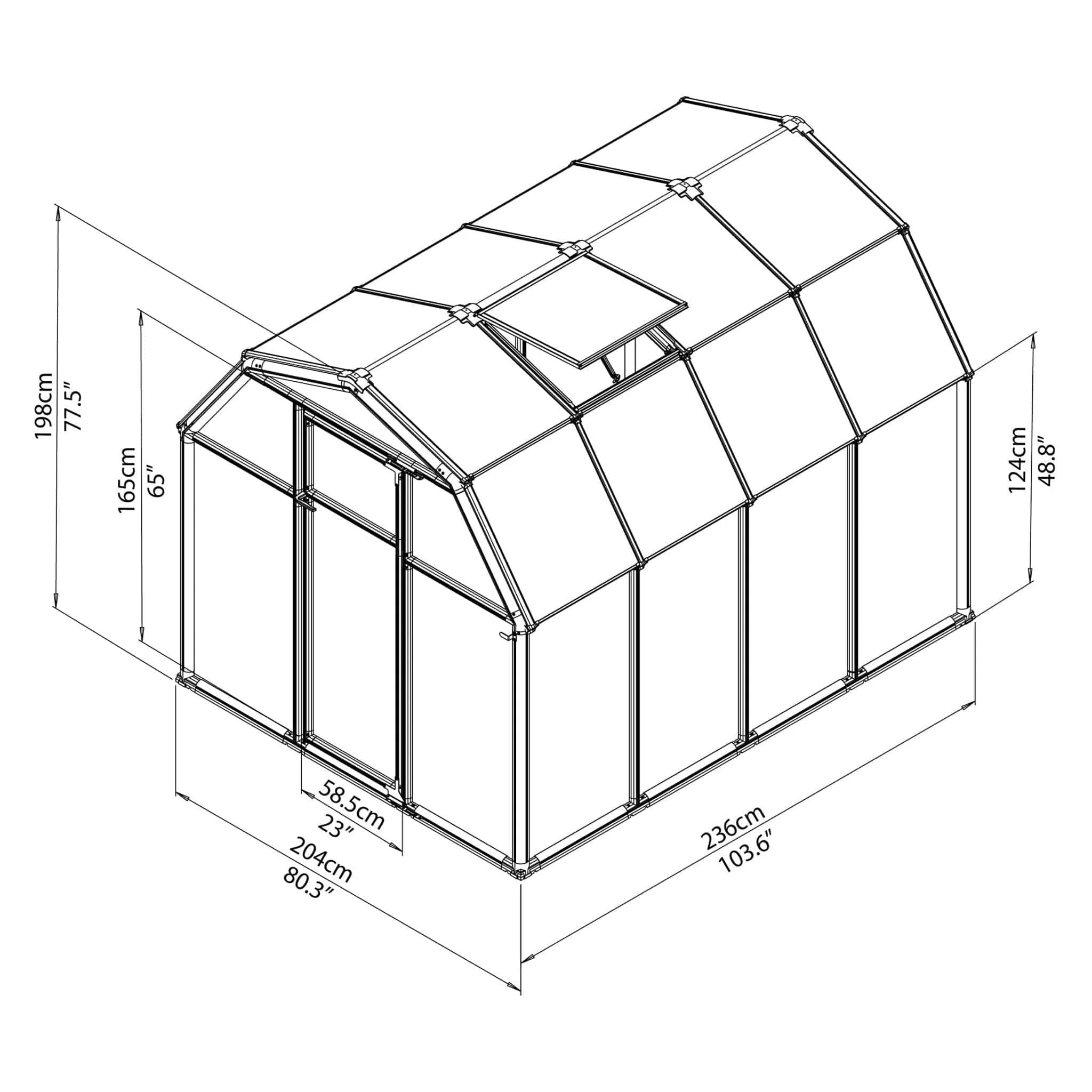 Palram - Canopia | EcoGrow Greenhouse Kit - 6 Ft Wide - Green With 6mm Twin-wall Polycarbonate Glazing