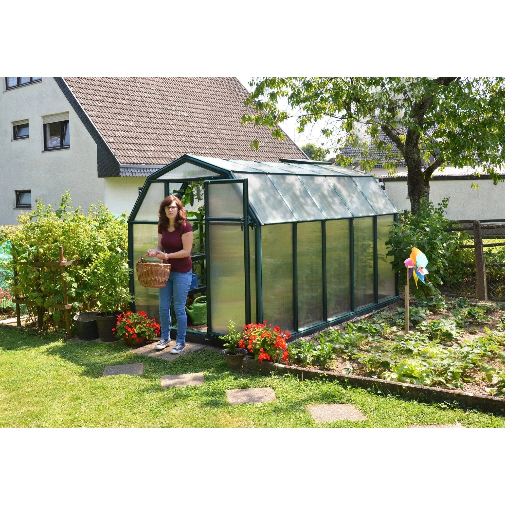 Palram - Canopia | EcoGrow Greenhouse Kit - 6 Ft Wide - Green With 6mm Twin-wall Polycarbonate Glazing