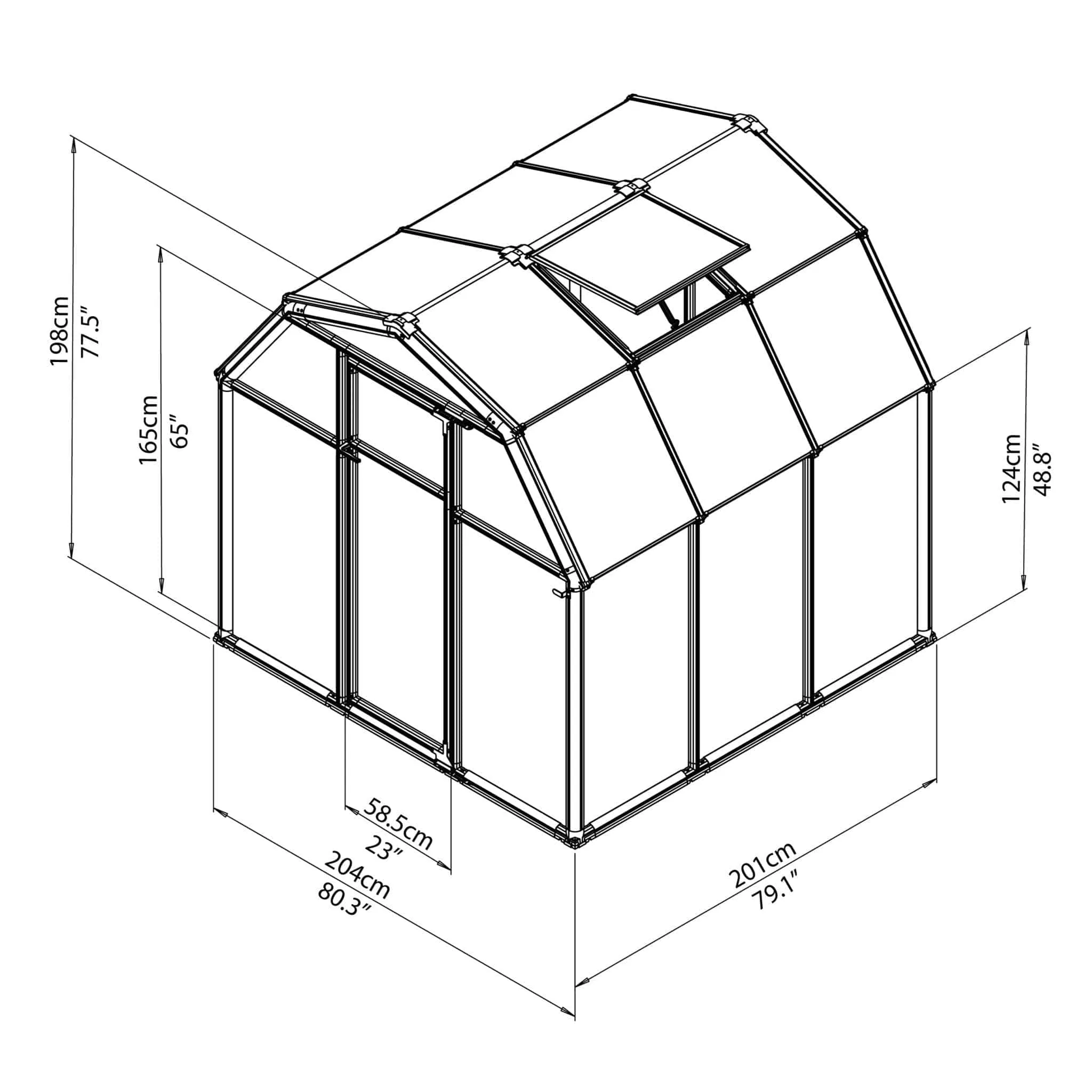 Palram - Canopia | EcoGrow Greenhouse Kit - 6 Ft Wide - Green With 6mm Twin-wall Polycarbonate Glazing