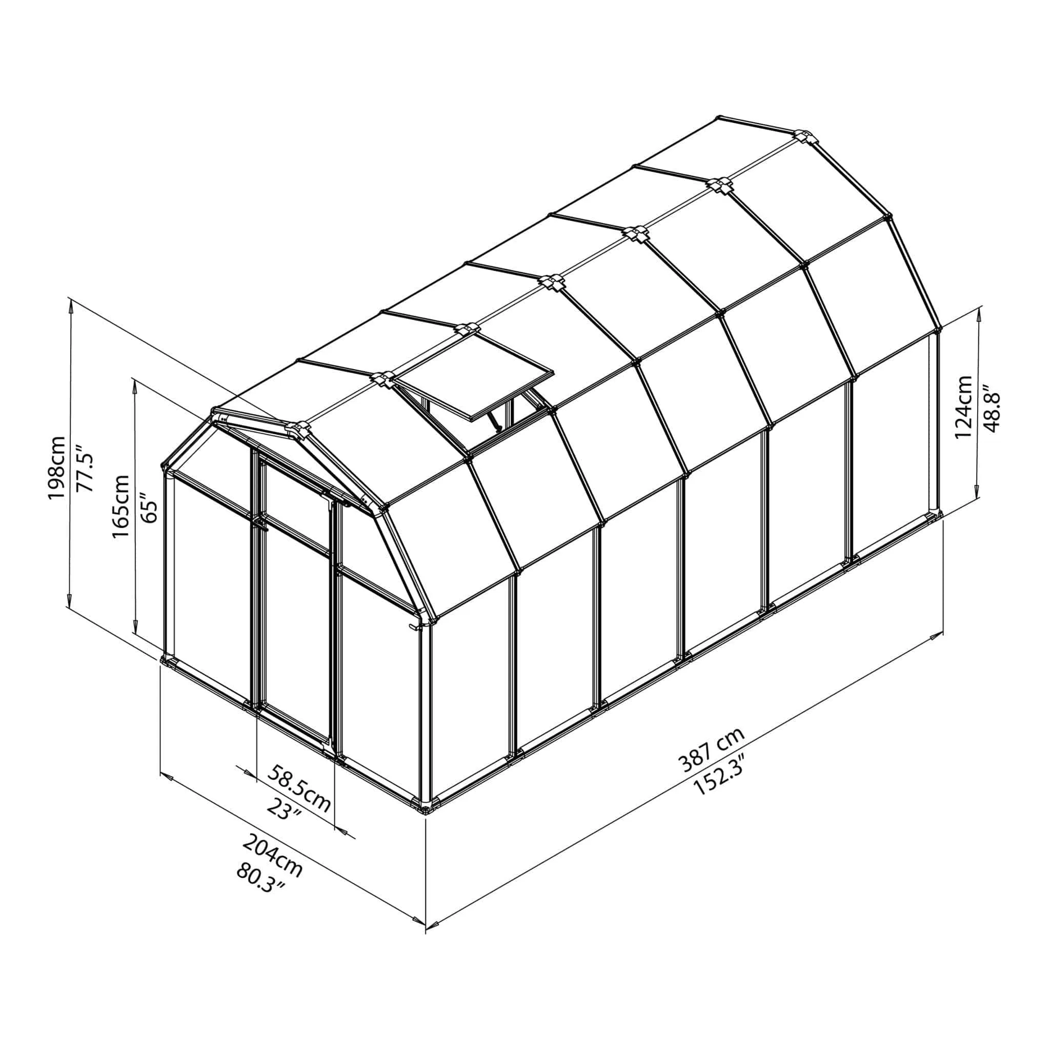 Palram - Canopia | EcoGrow Greenhouse Kit - 6 Ft Wide - Green With 6mm Twin-wall Polycarbonate Glazing