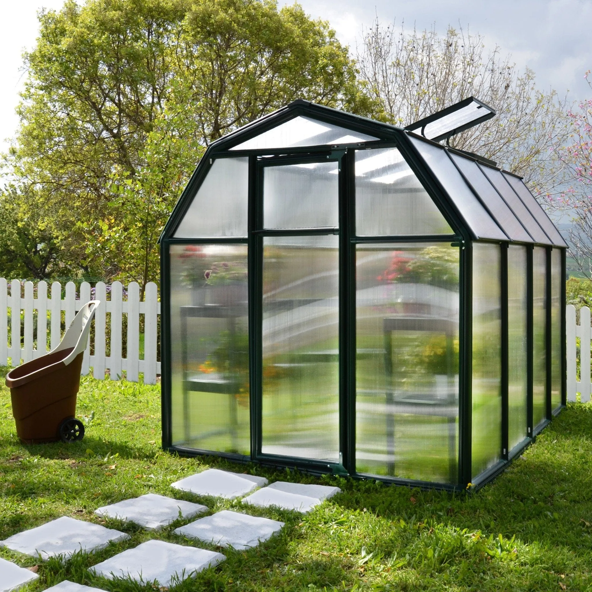 Palram - Canopia | EcoGrow Greenhouse Kit - 6 Ft Wide - Green With 6mm Twin-wall Polycarbonate Glazing