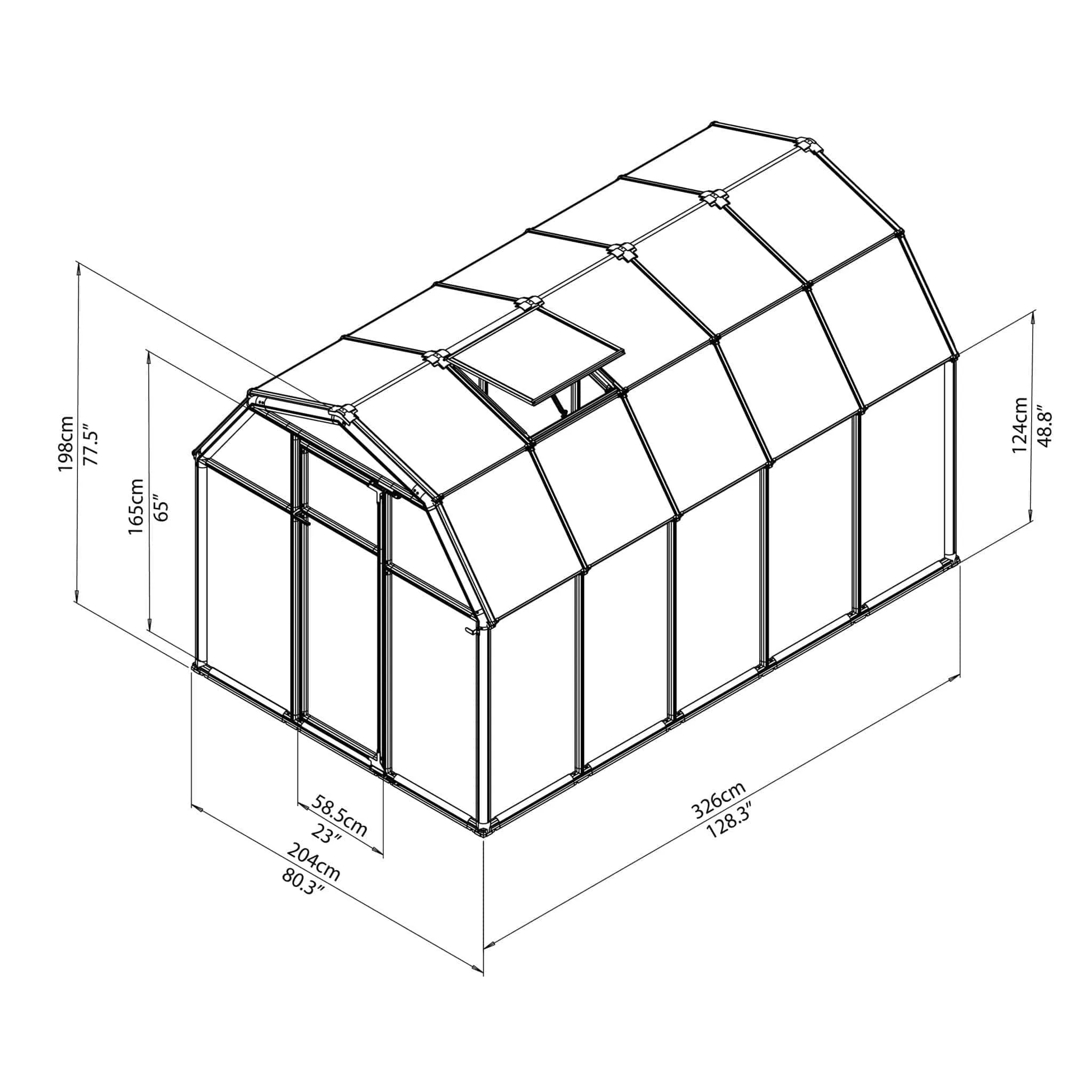 Palram - Canopia | EcoGrow Greenhouse Kit - 6 Ft Wide - Green With 6mm Twin-wall Polycarbonate Glazing
