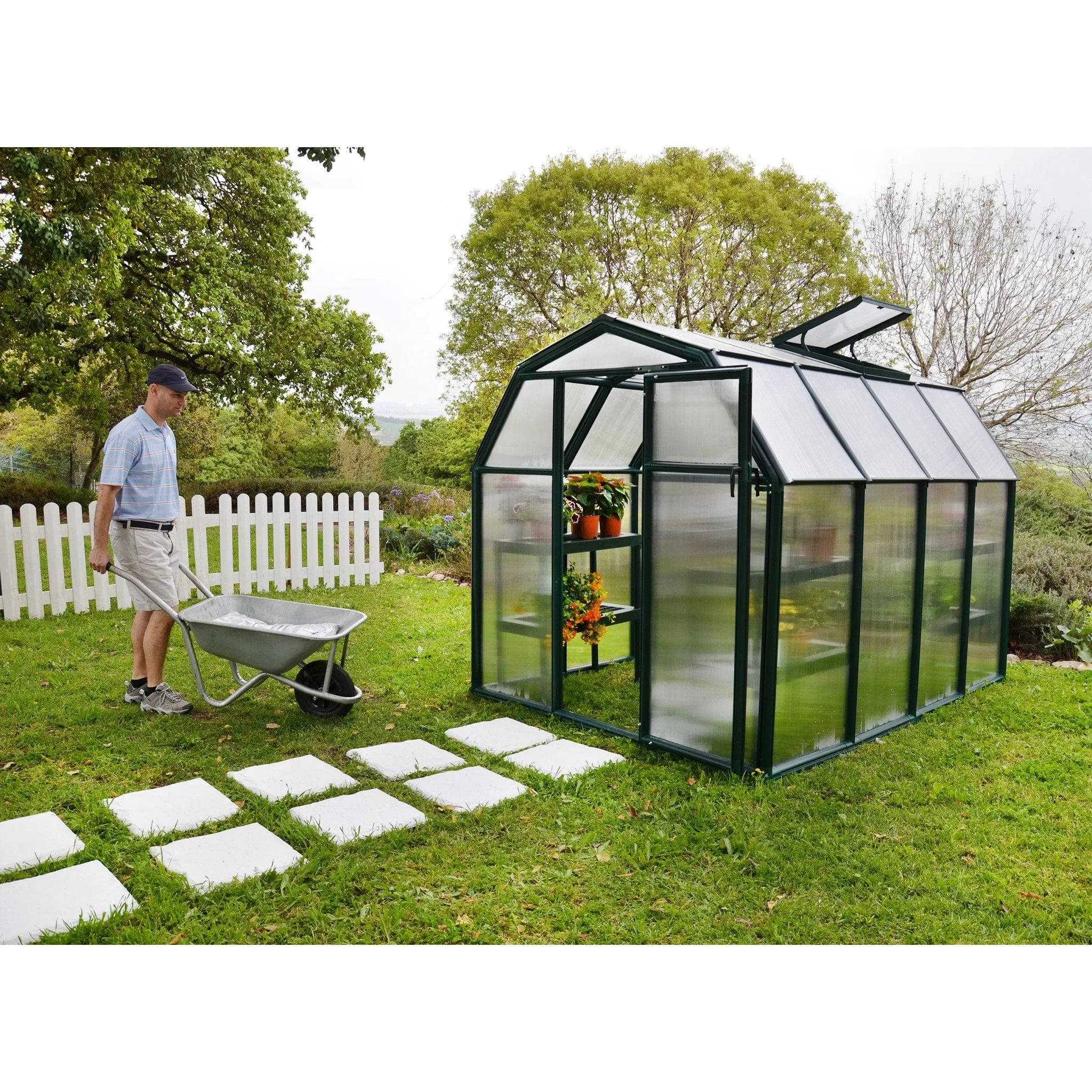 Palram - Canopia | EcoGrow Greenhouse Kit - 6 Ft Wide - Green With 6mm Twin-wall Polycarbonate Glazing