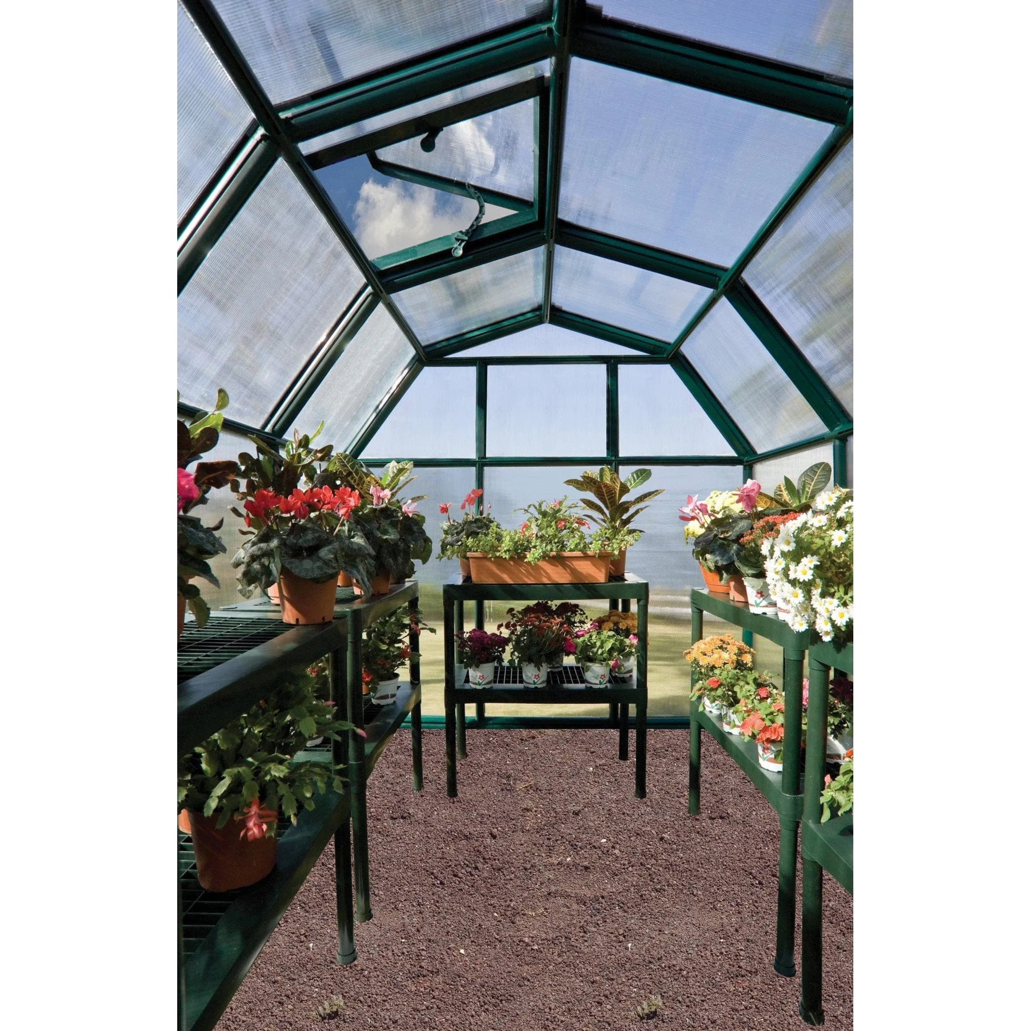 Palram - Canopia | EcoGrow Greenhouse Kit - 6 Ft Wide - Green With 6mm Twin-wall Polycarbonate Glazing