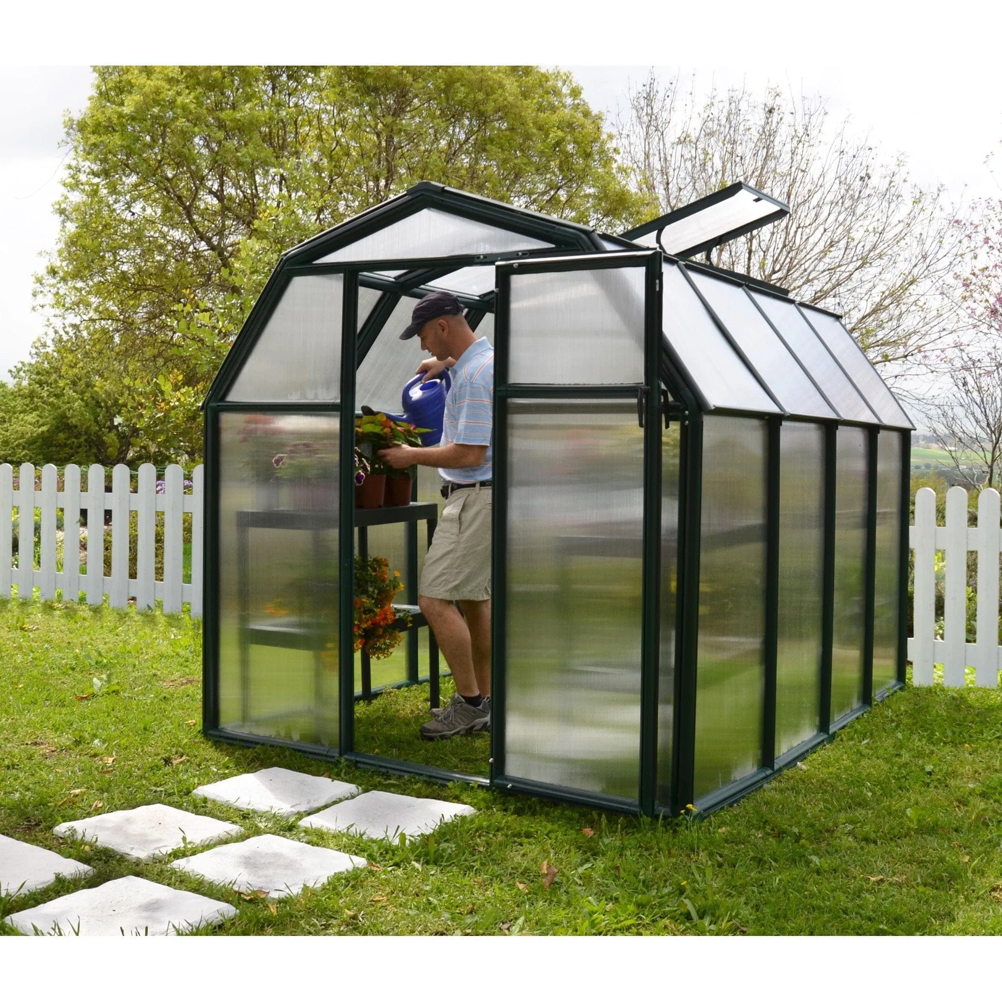 Palram - Canopia | EcoGrow Greenhouse Kit - 6 Ft Wide - Green With 6mm Twin-wall Polycarbonate Glazing