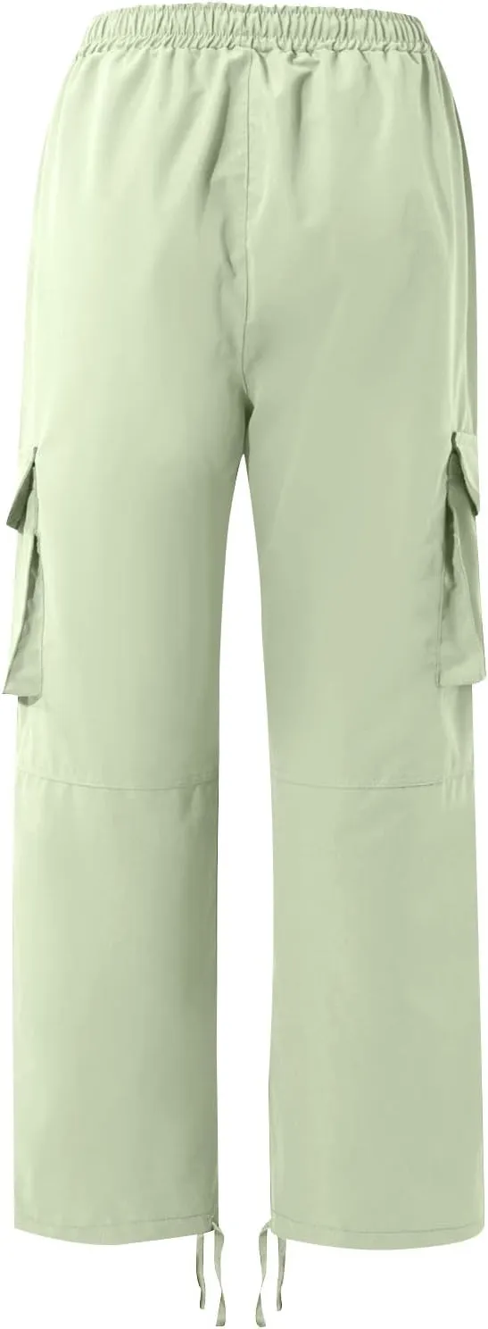 Pants Men Cargo Stretch Elastic Waist Drawstring Pants with Pockets Pants Ripstop Stretch Fall Winter Joggers Trouser