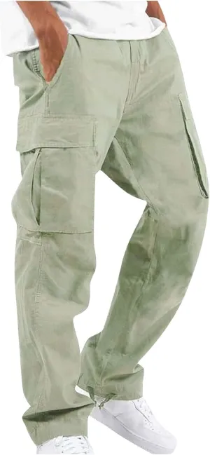 Pants Men Cargo Stretch Elastic Waist Drawstring Pants with Pockets Pants Ripstop Stretch Fall Winter Joggers Trouser