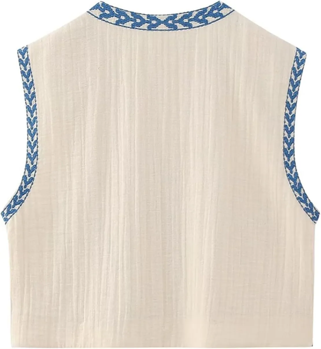 PAODIKUAI Women's Vintage Floral Embroidered Vest Boho Casual Open Front Y2k Sleeveless Cardigan Waistcoat