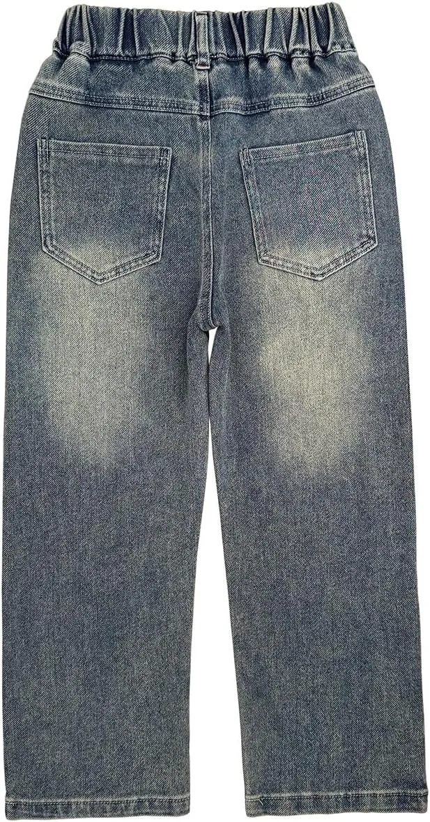 Peacolate 2-8Years Little Girls Spring Autumn Winter Black Embroidered Jeans Pants for Kid