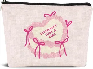 Pink Coquette Bow Cake Cosmetic Bags: Trendy Makeup Pouch with Preppy Bow Detail, Zipper Closure