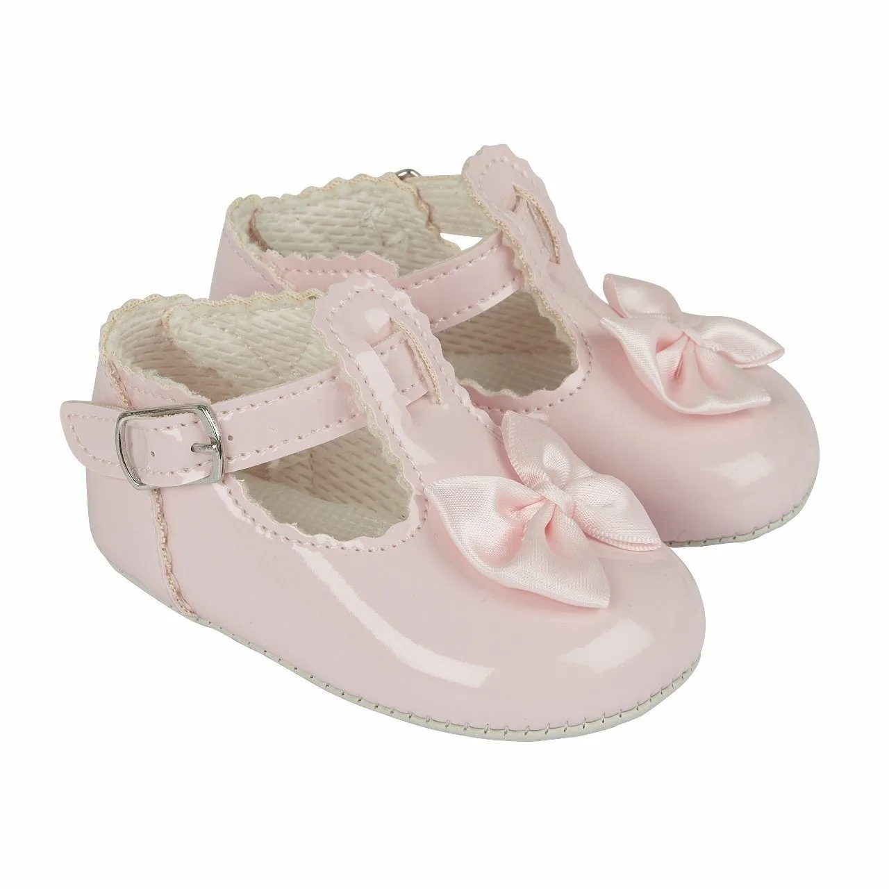 Pink Patent T-Bar Bow Soft Sole Shoes