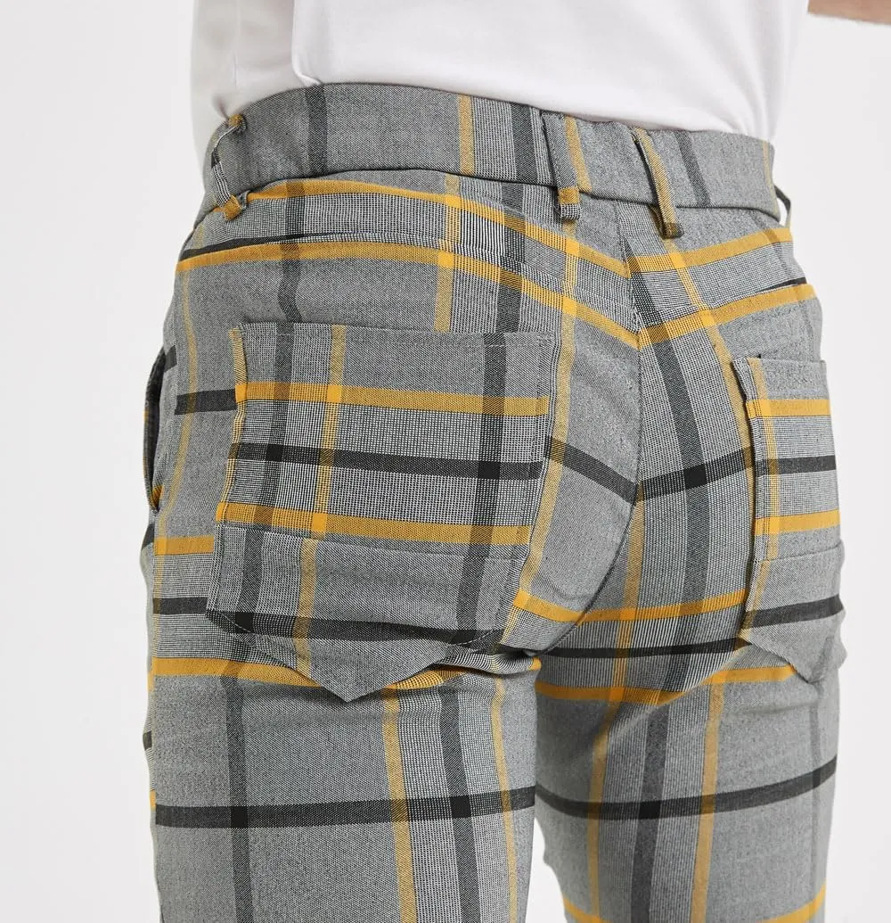 Plaid&Plain Men's Plaid Pants Skinny Dress Pants for Men Skinny Chino Pants Men