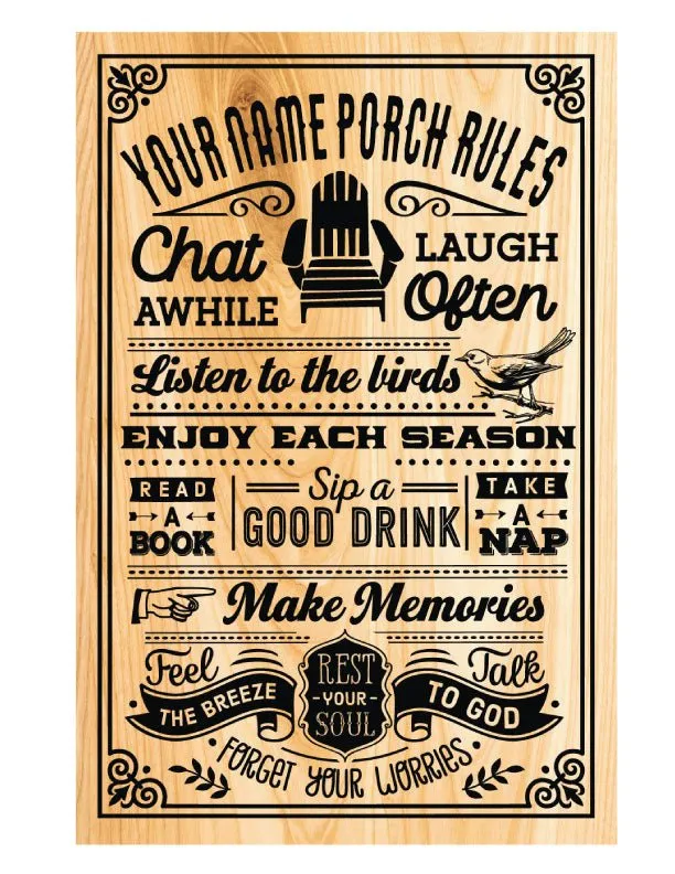 Porch Rules Metal Sign