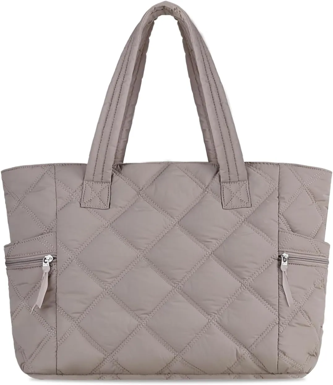 Prite Quilted Tote Bag for Women, Lightweight Puffer Tote with Zipper, Travel Work Nurse Gym Bag