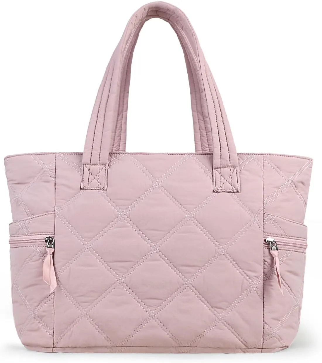 Prite Quilted Tote Bag for Women, Lightweight Puffer Tote with Zipper, Travel Work Nurse Gym Bag