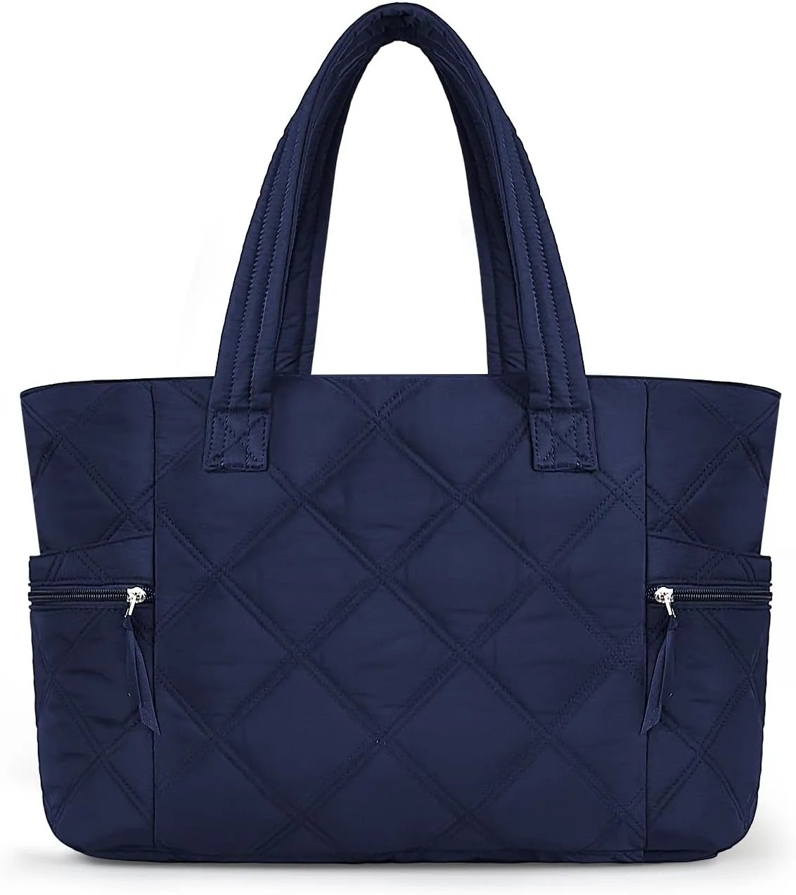 Prite Quilted Tote Bag for Women, Lightweight Puffer Tote with Zipper, Travel Work Nurse Gym Bag