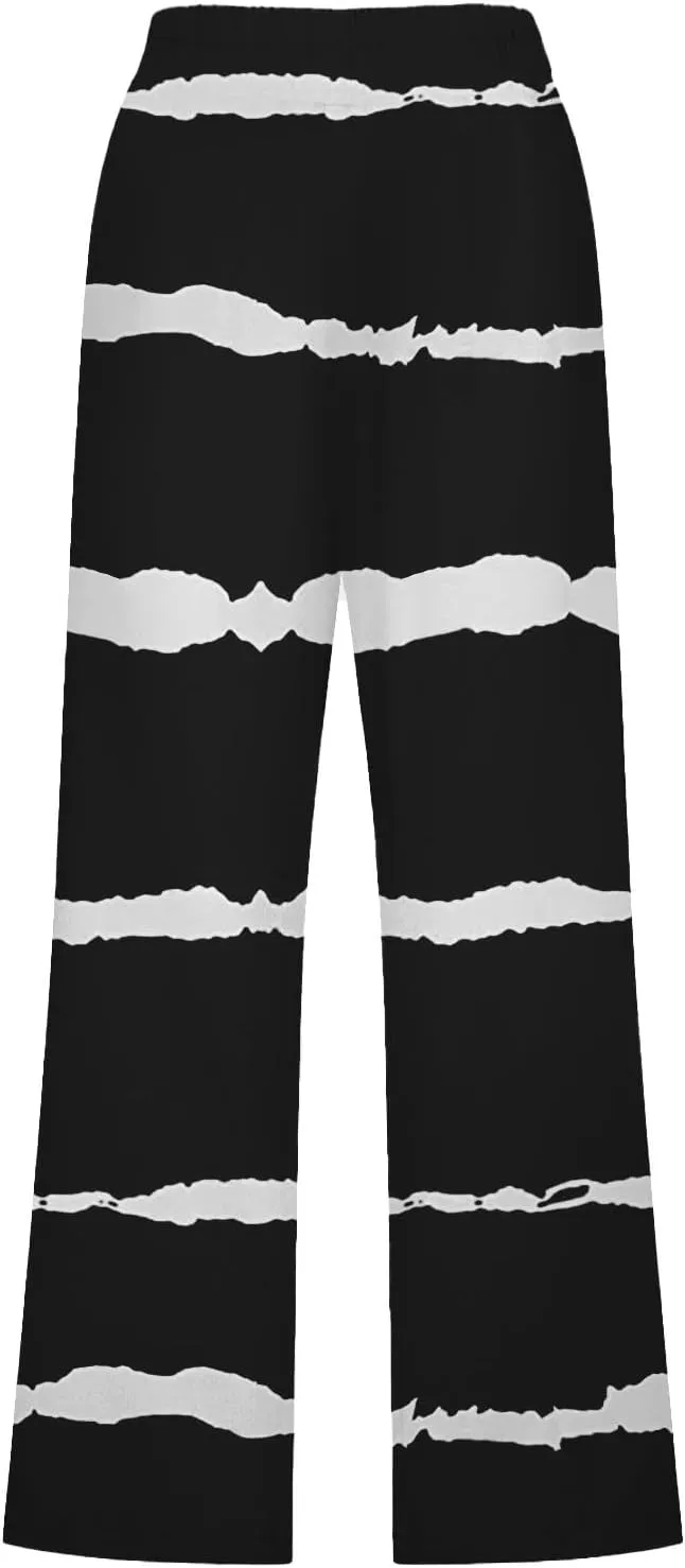 PTOLOCIF Linen Pants for Women Straight Leg Pant Elastic Drawstring Casual Trousers with Pockets Summer Beach Lounge Pants