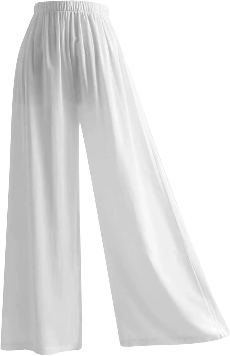 PTOLOCIF Womens Casual Linen Pants Wide Leg Casual Loose Pants High Waisted Drawstring Palazzo Capri Trousers with Pockets