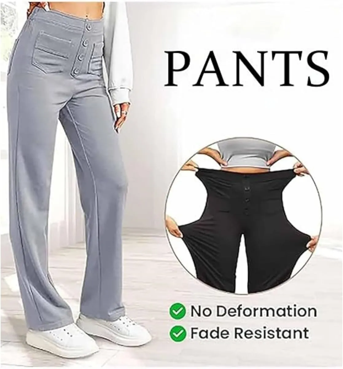 Puliam Pants for Women, Miracharm Pants, Women's Casual High Waist Stretch Multiple Pockets Trousers