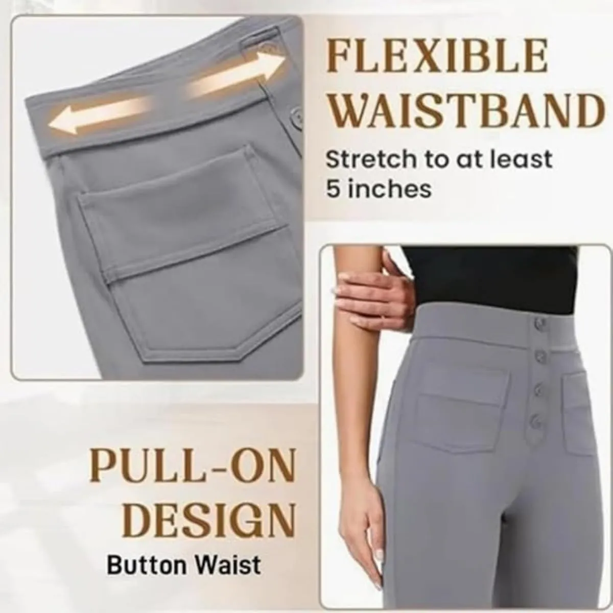Puliam Pants for Women, Miracharm Pants, Women's Casual High Waist Stretch Multiple Pockets Trousers