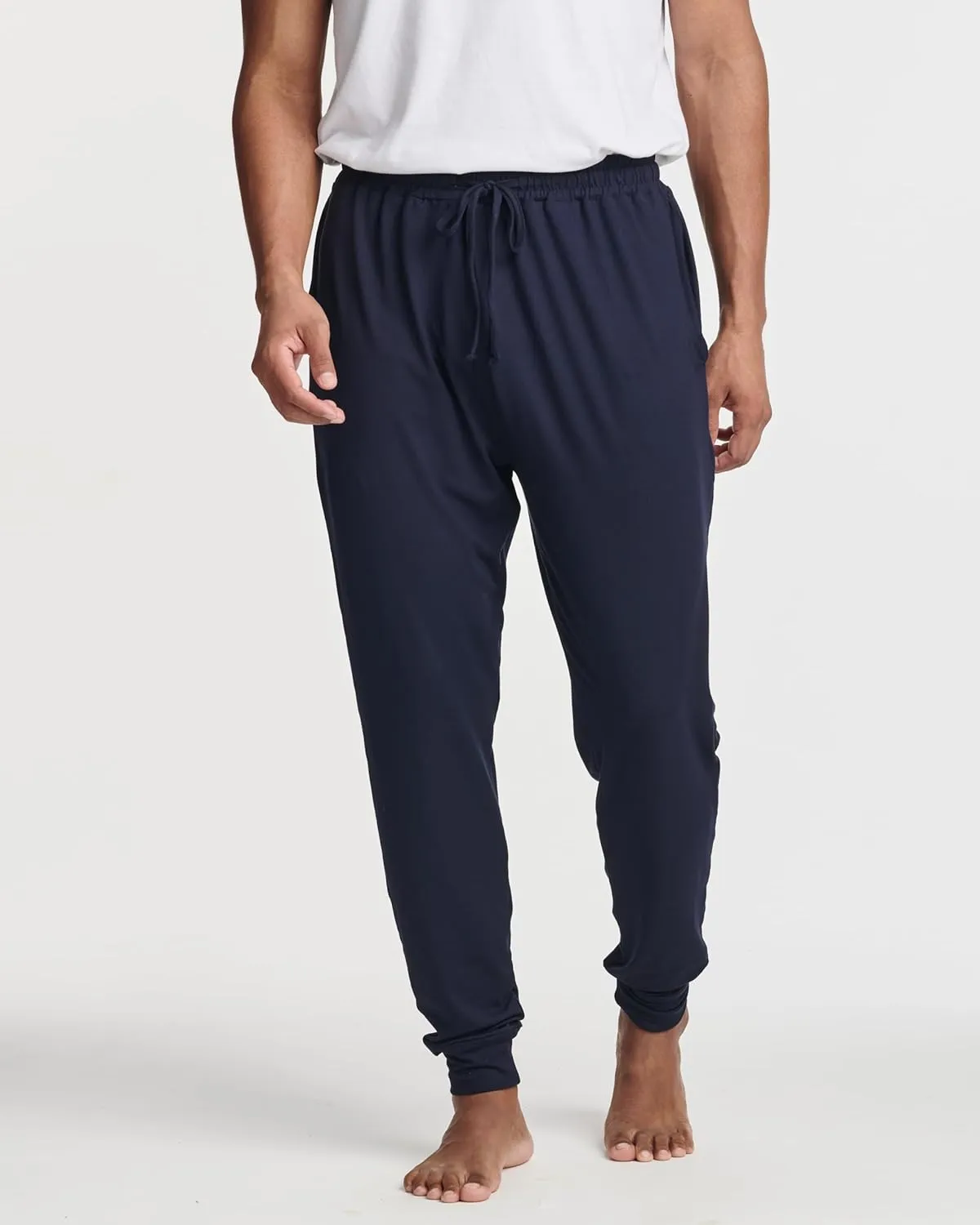 Real Essentials 3 Pack: Men's Soft Lounge Sleep Joggers - Pajama Pants Drawstring & Pockets (Available in Big & Tall)