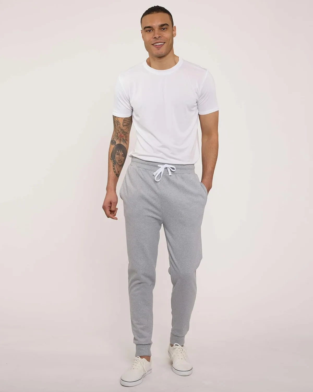 Real Essentials 3 Pack: Men's Tech Fleece Ultra-Soft Jogger Athletic Sweatpants with Pockets (Available in Big & Tall)