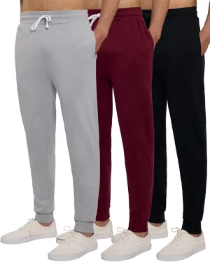Real Essentials 3 Pack: Men's Tech Fleece Ultra-Soft Jogger Athletic Sweatpants with Pockets (Available in Big & Tall)