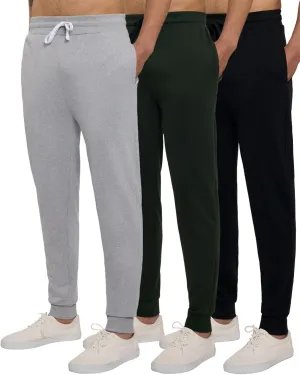 Real Essentials 3 Pack: Men's Tech Fleece Ultra-Soft Jogger Athletic Sweatpants with Pockets (Available in Big & Tall)