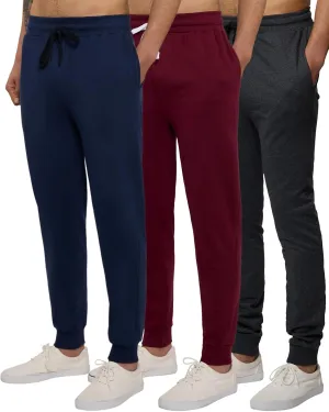 Real Essentials 3 Pack: Men's Tech Fleece Ultra-Soft Jogger Athletic Sweatpants with Pockets (Available in Big & Tall)