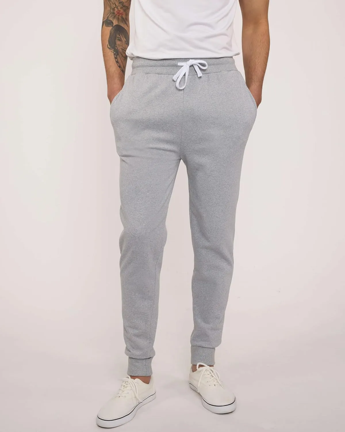 Real Essentials 3 Pack: Men's Tech Fleece Ultra-Soft Jogger Athletic Sweatpants with Pockets (Available in Big & Tall)