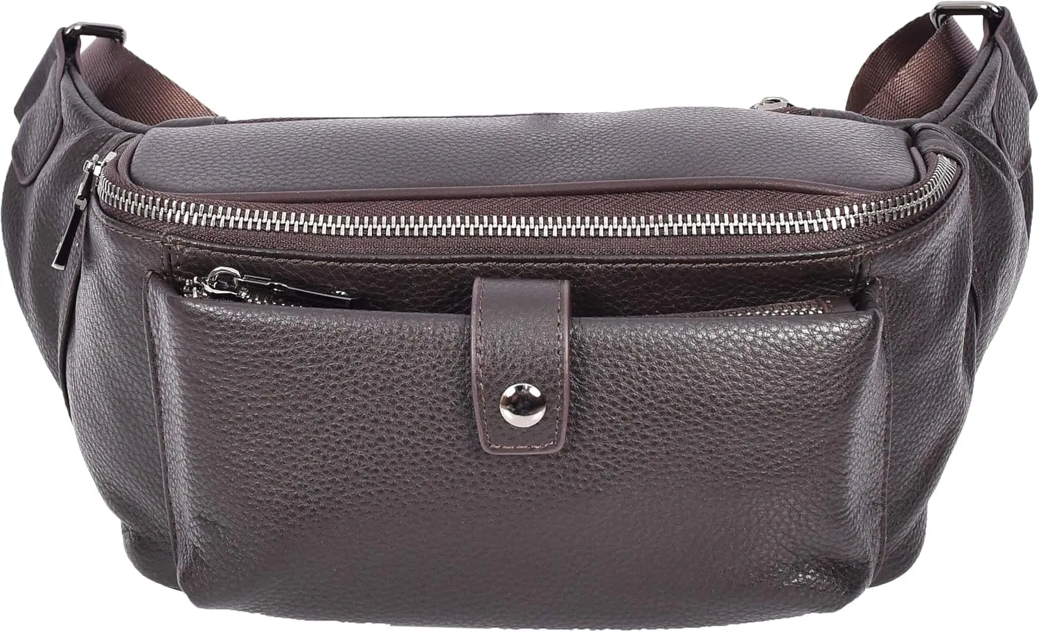 Real Leather Waist Bum Bag Slim Travel Money Pouch Pack Milan, Brown, L, Leather Waist Pack