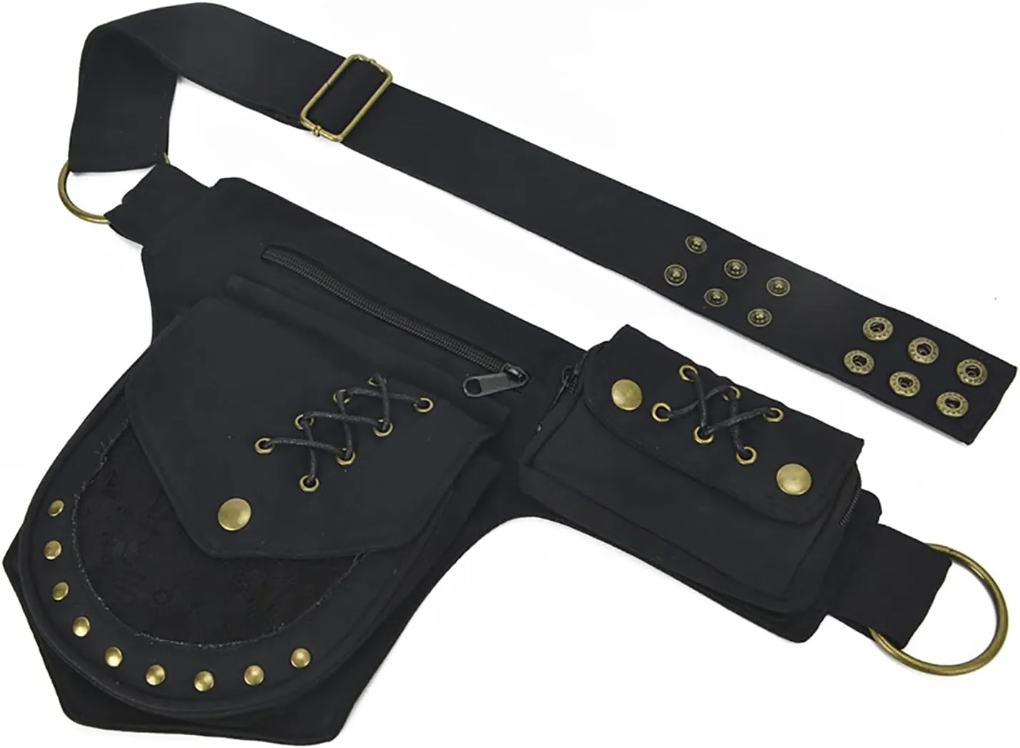 Renaissance Bag Faire Festival Bag Fanny Pack for Women Thigh bag Drop Leg bag for Women Lace Waist Bag Utility Hip Belt Waist Bags Womens Renaissance Accessories 00-Black