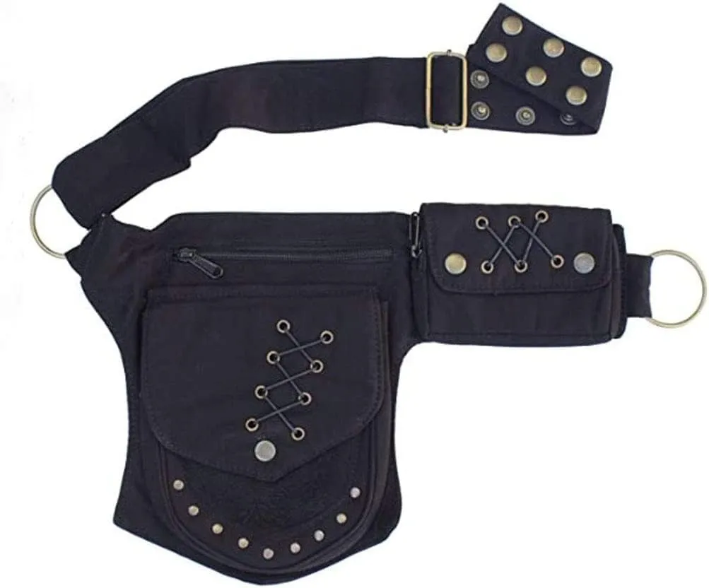 Renaissance Bag Faire Festival Bag Fanny Pack for Women Thigh bag Drop Leg bag for Women Lace Waist Bag Utility Hip Belt Waist Bags Womens Renaissance Accessories 00-Black